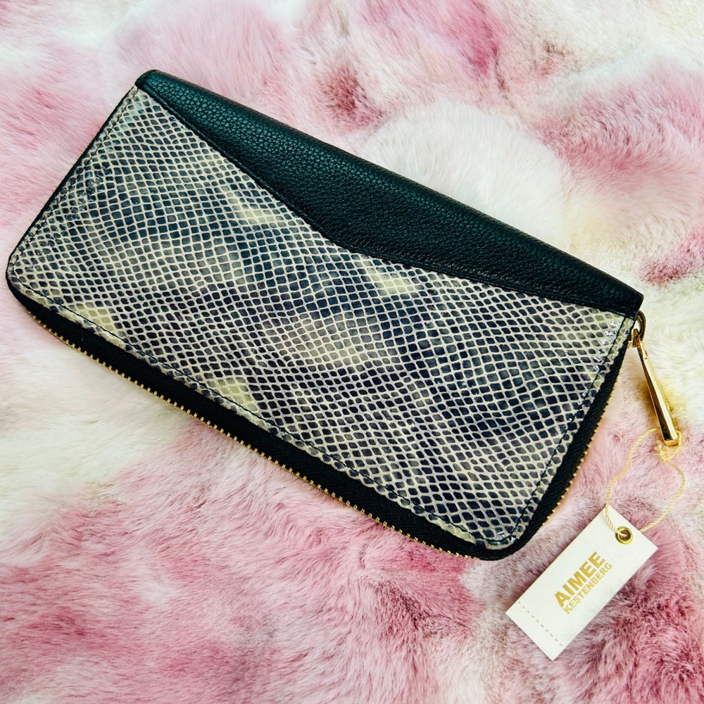 Aimee Kestenberg Oversized Zip Around Wallet Soft Ink Cobra Leather AK447760 NWT - Picture 3 of 6